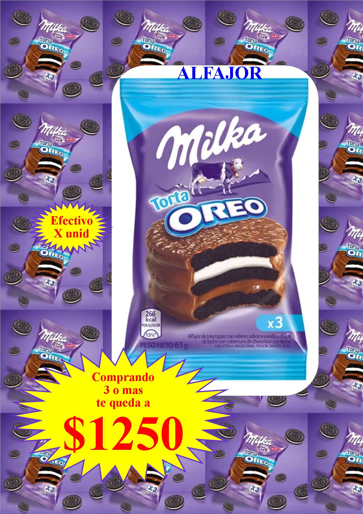 ALFAJOR MILKA/TORTA OREO  3PLE 61GRS (comprando 6 o más precio mayorista)
